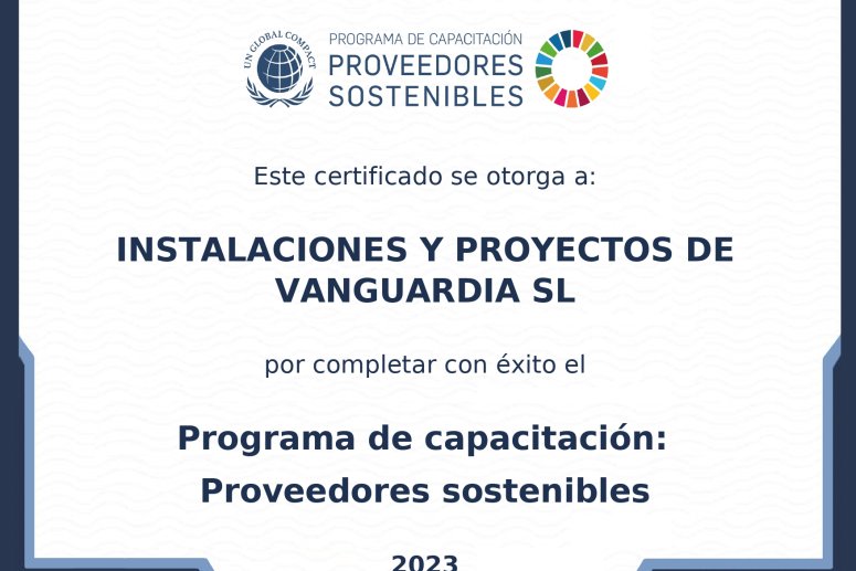 Certicicat PROGRAMA DE CAPACITACIÓ: PROVEÏDORS SOSTENIBLES